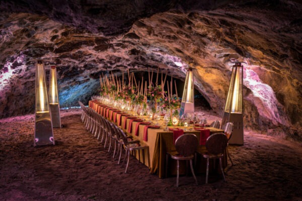 The Lava Cave at our Bend resort set up for an event.
