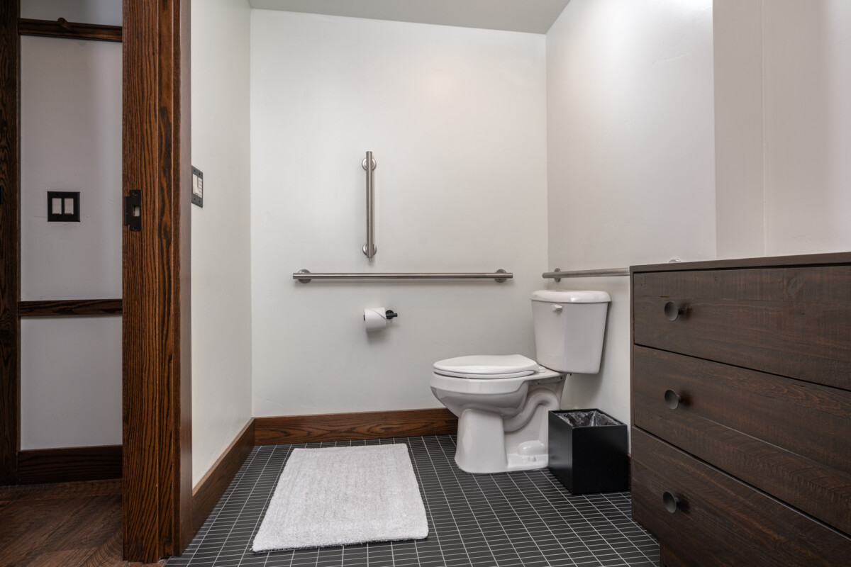 ADA Bathroom, with toilet and handlebars